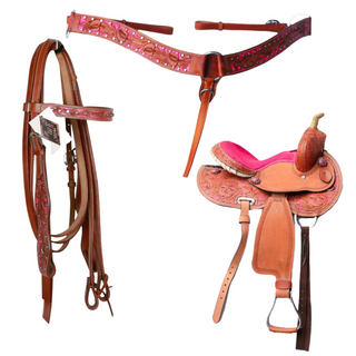 Pink Western Saddle & Headstall Kit